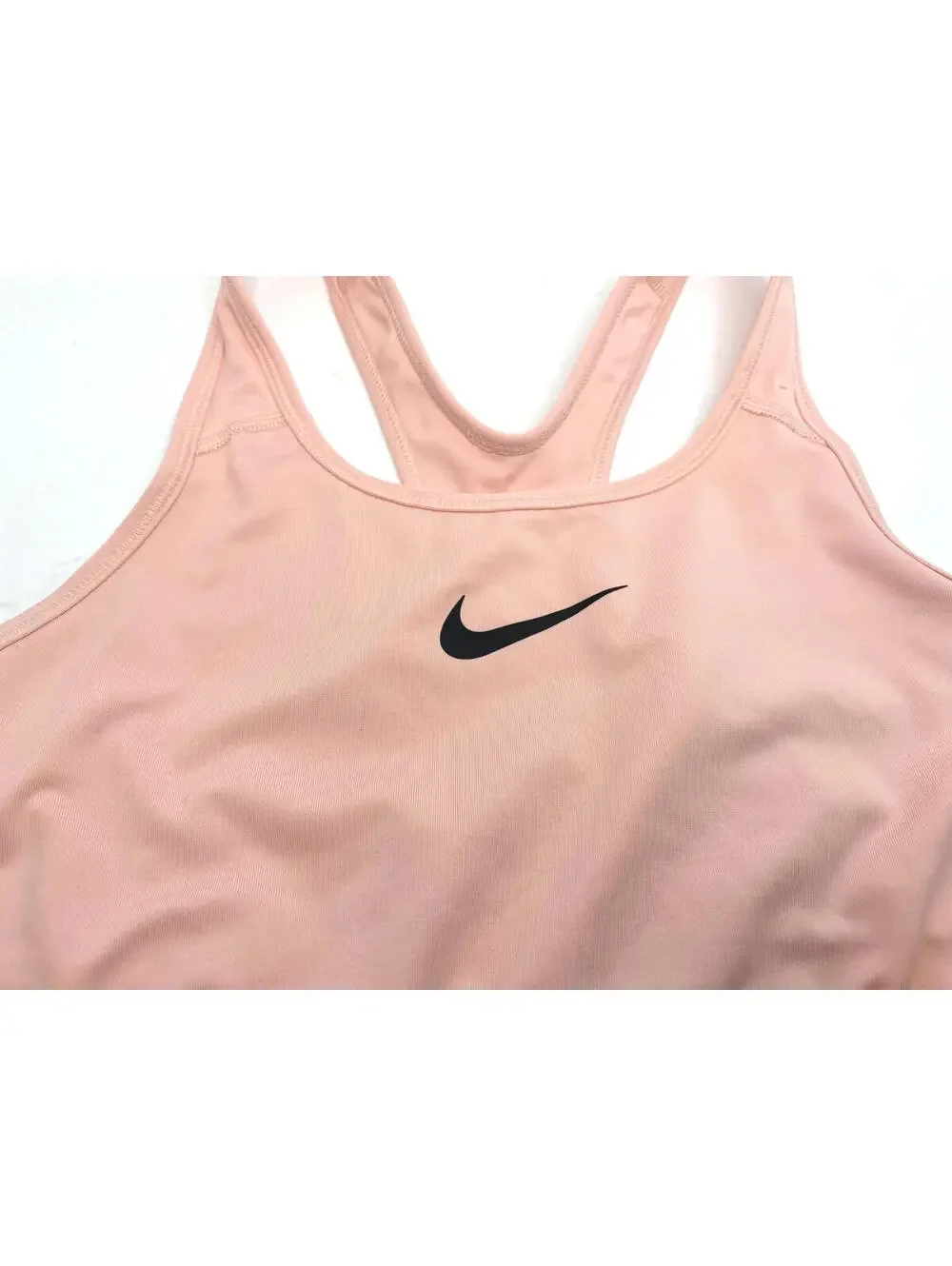 Nike Sports Bra Womens Medium Dri Fit Center Swoosh Racer Back Top Scoop Neck